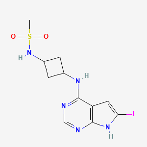 molecular formula C11H14IN5O2S B7434068 N-[3-[(6-iodo-7H-pyrrolo[2,3-d]pyrimidin-4-yl)amino]cyclobutyl]methanesulfonamide 