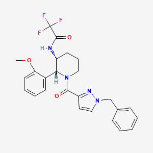 molecular formula C25H25F3N4O3 B7434082 N-[(2R,3R)-1-(1-benzylpyrazole-3-carbonyl)-2-(2-methoxyphenyl)piperidin-3-yl]-2,2,2-trifluoroacetamide 