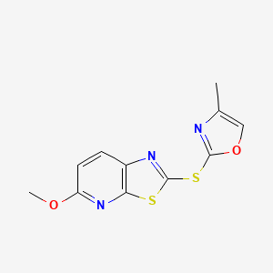 molecular formula C11H9N3O2S2 B7434085 2-[(5-Methoxy-[1,3]thiazolo[5,4-b]pyridin-2-yl)sulfanyl]-4-methyl-1,3-oxazole 