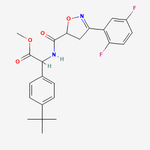 molecular formula C23H24F2N2O4 B7434132 Methyl 2-(4-tert-butylphenyl)-2-[[3-(2,5-difluorophenyl)-4,5-dihydro-1,2-oxazole-5-carbonyl]amino]acetate 