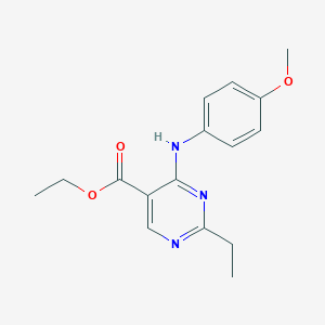 molecular formula C16H19N3O3 B7434137 Ethyl 2-ethyl-4-(4-methoxyanilino)pyrimidine-5-carboxylate 