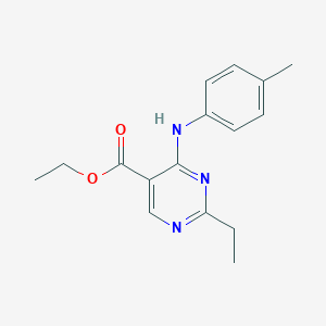 molecular formula C16H19N3O2 B7434140 Ethyl 2-ethyl-4-(4-methylanilino)pyrimidine-5-carboxylate 