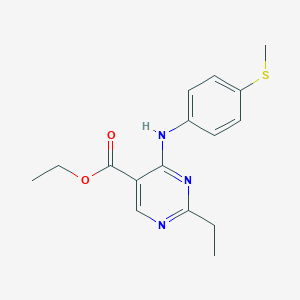 molecular formula C16H19N3O2S B7434152 Ethyl 2-ethyl-4-(4-methylsulfanylanilino)pyrimidine-5-carboxylate 