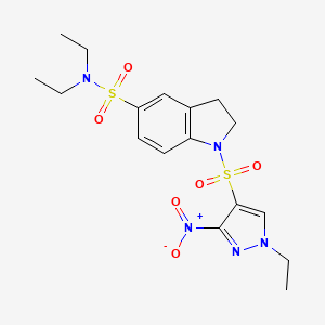 molecular formula C17H23N5O6S2 B7434156 N,N-diethyl-1-(1-ethyl-3-nitropyrazol-4-yl)sulfonyl-2,3-dihydroindole-5-sulfonamide 