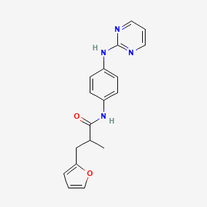molecular formula C18H18N4O2 B7434160 3-(furan-2-yl)-2-methyl-N-[4-(pyrimidin-2-ylamino)phenyl]propanamide 