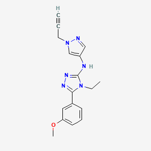 molecular formula C17H18N6O B7434167 4-ethyl-5-(3-methoxyphenyl)-N-(1-prop-2-ynylpyrazol-4-yl)-1,2,4-triazol-3-amine 