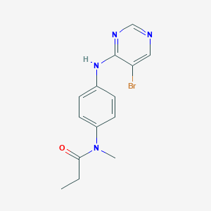 molecular formula C14H15BrN4O B7434174 N-[4-[(5-bromopyrimidin-4-yl)amino]phenyl]-N-methylpropanamide 