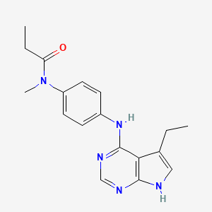 molecular formula C18H21N5O B7434188 N-[4-[(5-ethyl-7H-pyrrolo[2,3-d]pyrimidin-4-yl)amino]phenyl]-N-methylpropanamide 