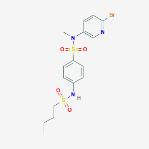 molecular formula C16H20BrN3O4S2 B7434195 N-(6-bromopyridin-3-yl)-4-(butylsulfonylamino)-N-methylbenzenesulfonamide 