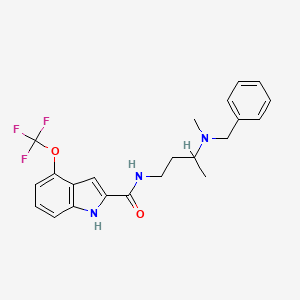 molecular formula C22H24F3N3O2 B7434196 N-[3-[benzyl(methyl)amino]butyl]-4-(trifluoromethoxy)-1H-indole-2-carboxamide 