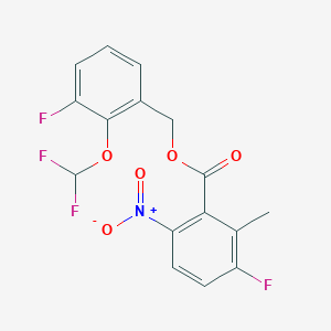 molecular formula C16H11F4NO5 B7434207 [2-(Difluoromethoxy)-3-fluorophenyl]methyl 3-fluoro-2-methyl-6-nitrobenzoate 