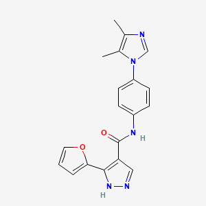 molecular formula C19H17N5O2 B7434258 N-[4-(4,5-dimethylimidazol-1-yl)phenyl]-5-(furan-2-yl)-1H-pyrazole-4-carboxamide 