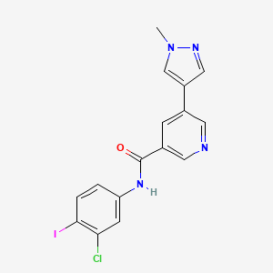molecular formula C16H12ClIN4O B7434264 N-(3-chloro-4-iodophenyl)-5-(1-methylpyrazol-4-yl)pyridine-3-carboxamide 