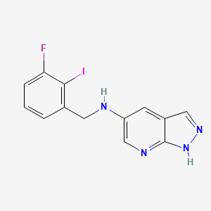 molecular formula C13H10FIN4 B7434289 N-[(3-fluoro-2-iodophenyl)methyl]-1H-pyrazolo[3,4-b]pyridin-5-amine 