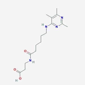 molecular formula C16H26N4O3 B7434304 3-[6-[(2,5,6-Trimethylpyrimidin-4-yl)amino]hexanoylamino]propanoic acid 