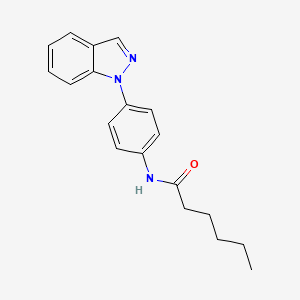 molecular formula C19H21N3O B7434310 N-(4-indazol-1-ylphenyl)hexanamide 