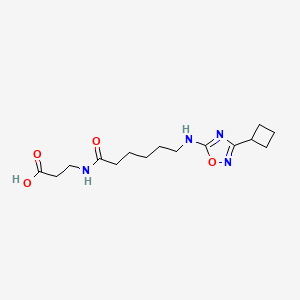 molecular formula C15H24N4O4 B7434327 3-[6-[(3-Cyclobutyl-1,2,4-oxadiazol-5-yl)amino]hexanoylamino]propanoic acid 