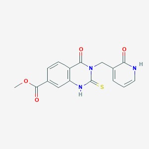 methyl 4-oxo-3-[(2-oxo-1H-pyridin-3-yl)methyl]-2-sulfanylidene-1H-quinazoline-7-carboxylate
