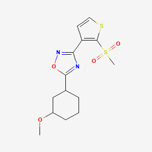 5-(3-Methoxycyclohexyl)-3-(2-methylsulfonylthiophen-3-yl)-1,2,4-oxadiazole