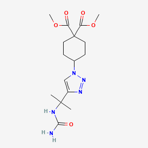 molecular formula C16H25N5O5 B7434370 Dimethyl 4-[4-[2-(carbamoylamino)propan-2-yl]triazol-1-yl]cyclohexane-1,1-dicarboxylate 