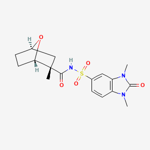 molecular formula C17H21N3O5S B7434381 (1S,2S,4R)-N-(1,3-dimethyl-2-oxobenzimidazol-5-yl)sulfonyl-2-methyl-7-oxabicyclo[2.2.1]heptane-2-carboxamide 