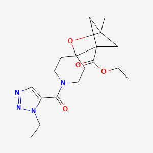 molecular formula C18H26N4O4 B7434388 Ethyl 1'-(3-ethyltriazole-4-carbonyl)-1-methylspiro[2-oxabicyclo[2.1.1]hexane-3,4'-piperidine]-4-carboxylate 