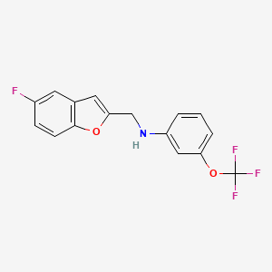 molecular formula C16H11F4NO2 B7434409 N-[(5-fluoro-1-benzofuran-2-yl)methyl]-3-(trifluoromethoxy)aniline 