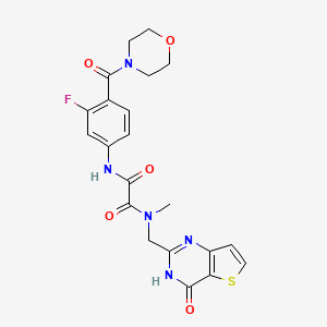 molecular formula C21H20FN5O5S B7434418 N-[3-fluoro-4-(morpholine-4-carbonyl)phenyl]-N'-methyl-N'-[(4-oxo-3H-thieno[3,2-d]pyrimidin-2-yl)methyl]oxamide 
