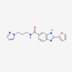 molecular formula C18H17N5O2 B7434430 2-(furan-2-yl)-N-(3-pyrazol-1-ylpropyl)-3H-benzimidazole-5-carboxamide 