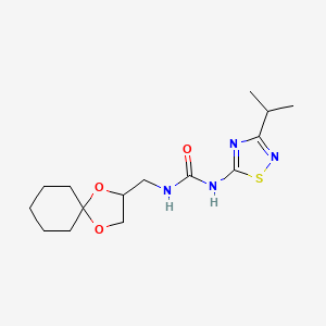 molecular formula C15H24N4O3S B7434432 1-(1,4-Dioxaspiro[4.5]decan-3-ylmethyl)-3-(3-propan-2-yl-1,2,4-thiadiazol-5-yl)urea 