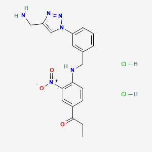 molecular formula C19H22Cl2N6O3 B7434465 1-[4-[[3-[4-(Aminomethyl)triazol-1-yl]phenyl]methylamino]-3-nitrophenyl]propan-1-one;dihydrochloride 