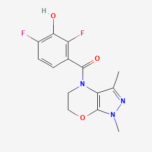 molecular formula C14H13F2N3O3 B7434480 (2,4-Difluoro-3-hydroxyphenyl)-(1,3-dimethyl-5,6-dihydropyrazolo[3,4-b][1,4]oxazin-4-yl)methanone 