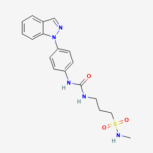 molecular formula C18H21N5O3S B7434484 1-(4-Indazol-1-ylphenyl)-3-[3-(methylsulfamoyl)propyl]urea 