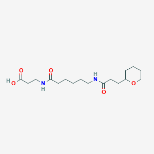 molecular formula C17H30N2O5 B7434488 3-[6-[3-(Oxan-2-yl)propanoylamino]hexanoylamino]propanoic acid 