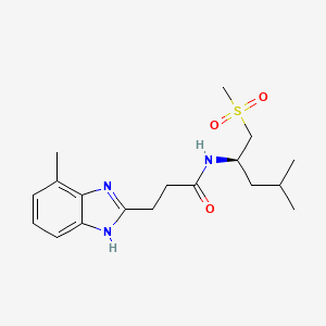 molecular formula C18H27N3O3S B7434503 3-(4-methyl-1H-benzimidazol-2-yl)-N-[(2R)-4-methyl-1-methylsulfonylpentan-2-yl]propanamide 