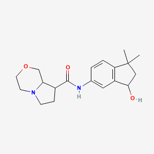 molecular formula C19H26N2O3 B7434511 N-(3-hydroxy-1,1-dimethyl-2,3-dihydroinden-5-yl)-3,4,6,7,8,8a-hexahydro-1H-pyrrolo[2,1-c][1,4]oxazine-8-carboxamide 