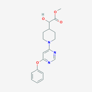 molecular formula C18H21N3O4 B7434531 Methyl 2-hydroxy-2-[1-(6-phenoxypyrimidin-4-yl)piperidin-4-yl]acetate 