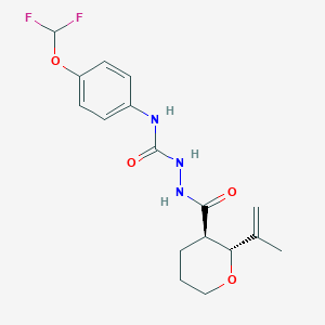 molecular formula C17H21F2N3O4 B7434535 1-[4-(difluoromethoxy)phenyl]-3-[[(2R,3R)-2-prop-1-en-2-yloxane-3-carbonyl]amino]urea 