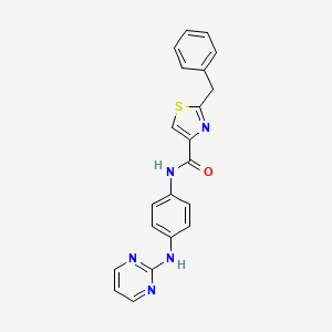 molecular formula C21H17N5OS B7434550 2-benzyl-N-[4-(pyrimidin-2-ylamino)phenyl]-1,3-thiazole-4-carboxamide 