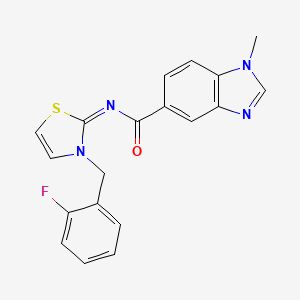 molecular formula C19H15FN4OS B7434559 N-[3-[(2-fluorophenyl)methyl]-1,3-thiazol-2-ylidene]-1-methylbenzimidazole-5-carboxamide 