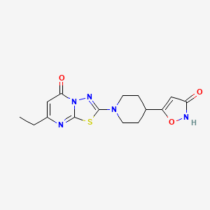 molecular formula C15H17N5O3S B7434566 5-[1-(7-Ethyl-5-oxo-[1,3,4]thiadiazolo[3,2-a]pyrimidin-2-yl)piperidin-4-yl]-1,2-oxazol-3-one 
