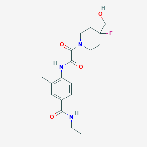 molecular formula C18H24FN3O4 B7434578 N-ethyl-4-[[2-[4-fluoro-4-(hydroxymethyl)piperidin-1-yl]-2-oxoacetyl]amino]-3-methylbenzamide 