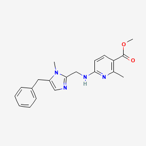 molecular formula C20H22N4O2 B7434582 Methyl 6-[(5-benzyl-1-methylimidazol-2-yl)methylamino]-2-methylpyridine-3-carboxylate 