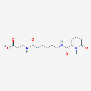 molecular formula C16H27N3O5 B7434612 3-[6-[(1-Methyl-6-oxopiperidine-2-carbonyl)amino]hexanoylamino]propanoic acid 