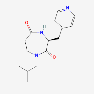 molecular formula C15H21N3O2 B7434642 (3S)-1-(2-methylpropyl)-3-(pyridin-4-ylmethyl)-1,4-diazepane-2,5-dione 