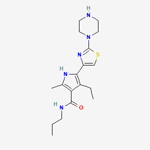 molecular formula C18H27N5OS B7434645 4-ethyl-2-methyl-5-(2-piperazin-1-yl-1,3-thiazol-4-yl)-N-propyl-1H-pyrrole-3-carboxamide 