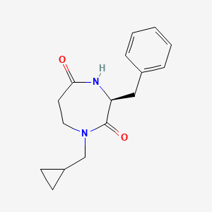 molecular formula C16H20N2O2 B7434649 (3S)-3-benzyl-1-(cyclopropylmethyl)-1,4-diazepane-2,5-dione 