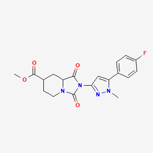 molecular formula C19H19FN4O4 B7434669 methyl 2-[5-(4-fluorophenyl)-1-methylpyrazol-3-yl]-1,3-dioxo-6,7,8,8a-tetrahydro-5H-imidazo[1,5-a]pyridine-7-carboxylate 
