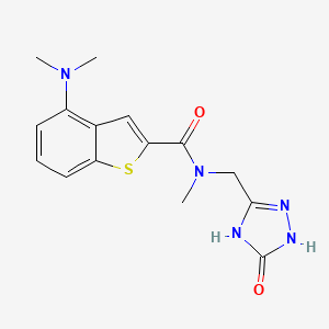 molecular formula C15H17N5O2S B7434700 4-(dimethylamino)-N-methyl-N-[(5-oxo-1,4-dihydro-1,2,4-triazol-3-yl)methyl]-1-benzothiophene-2-carboxamide 