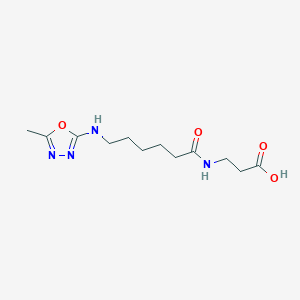 molecular formula C12H20N4O4 B7434707 3-[6-[(5-Methyl-1,3,4-oxadiazol-2-yl)amino]hexanoylamino]propanoic acid 